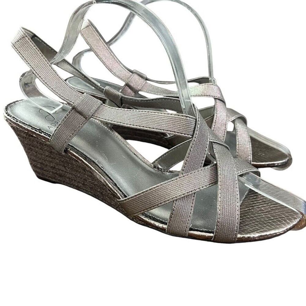 Adrianna Papell Metallic Silver Wedge Sandals